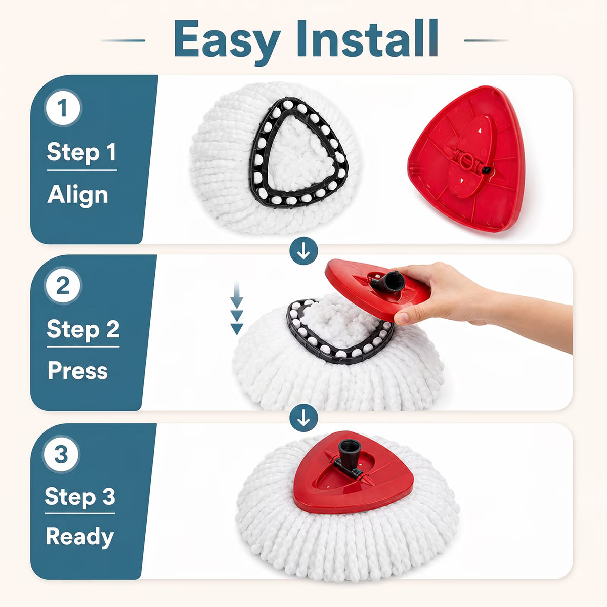 12 Pack Mop Heads Replacements, Microfiber Spin Mop Replacement Head Refills, Machine Washable Mop Replace Head for Hardwood, Tile & Laminate