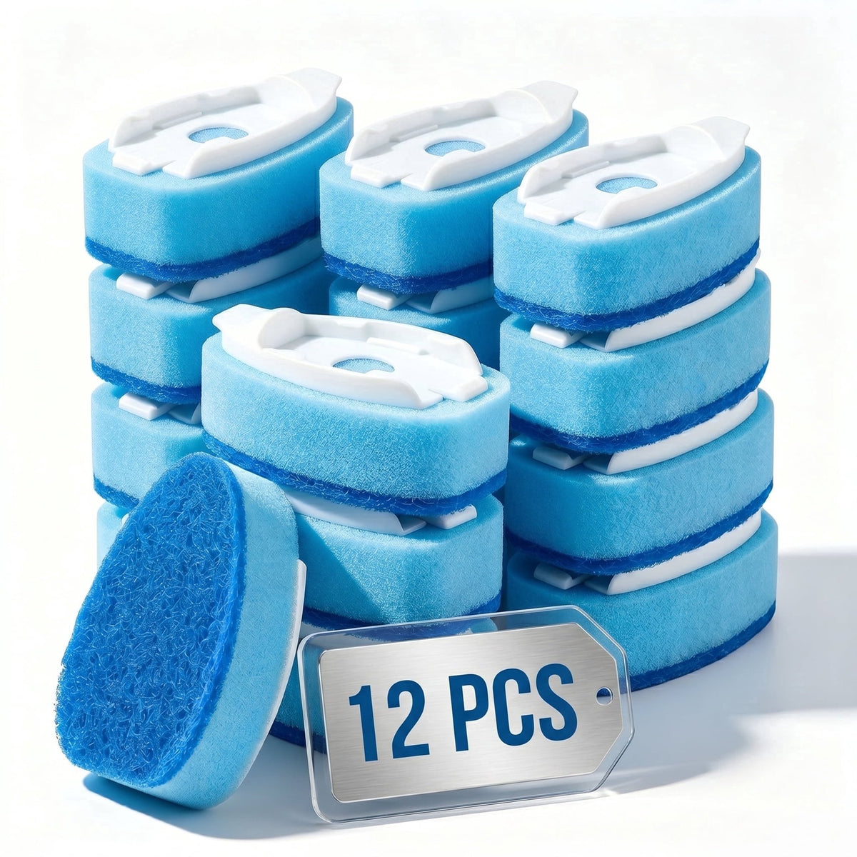 12 Pack Dish Wand Sponge Refills, Non-Scratch Replacement Sponge Heads, Leak-Proof No-Hole Refills for Dish Wand