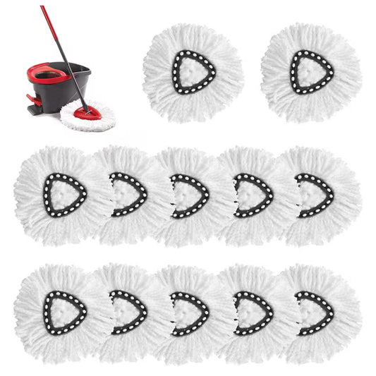 12 Pack Mop Heads Replacements, Microfiber Spin Mop Replacement Head Refills, Machine Washable Mop Replace Head for Hardwood, Tile & Laminate