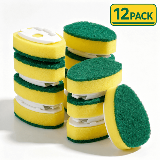 12pcs Dish Wand Refills Sponge Heads, Heavy Duty Kitchen Sponges for Dishes, Non Scratch Soap Dispensing Dish Scrubber Replacement, Compatible Scrub Brush Pads for Sink, Pots, Pans & Glassware Set