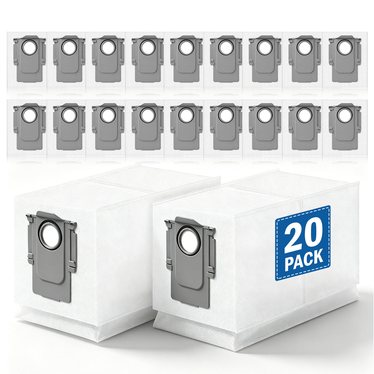 20 Pack 3L Dust Bags Replacement for Roborock QRevo, Large Capacity Vacuum Dust Bag Compatible with QRevo QV 35A, Qrevo S5V, Saros 10/10R, Z70, Curv/Curvx, Q Revo S/Pro/Plus/MaxV/Edge, S5X/S5A