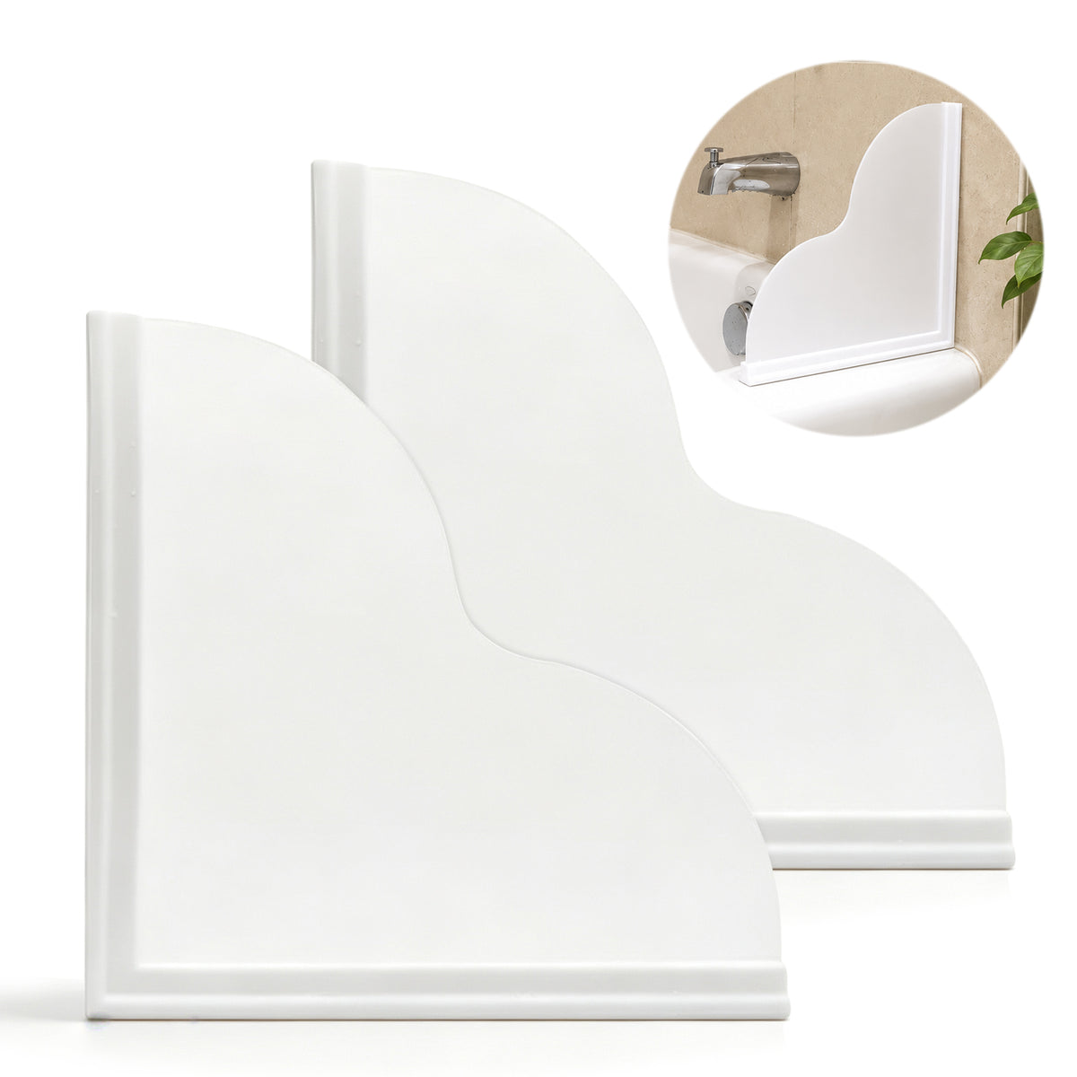 2 Pack Shower Splash Guard, Removable Tub Splash Guard with Silicone Base and Clear Acrylic Panel, Self-Adhesive Bathtub Splash Guard for Tub, Bath and Walk-In Shower