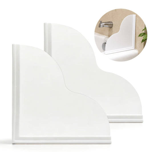2 Pack Shower Splash Guard, Removable Tub Splash Guard with Silicone Base and Clear Acrylic Panel, Self-Adhesive Bathtub Splash Guard for Tub, Bath and Walk-In Shower