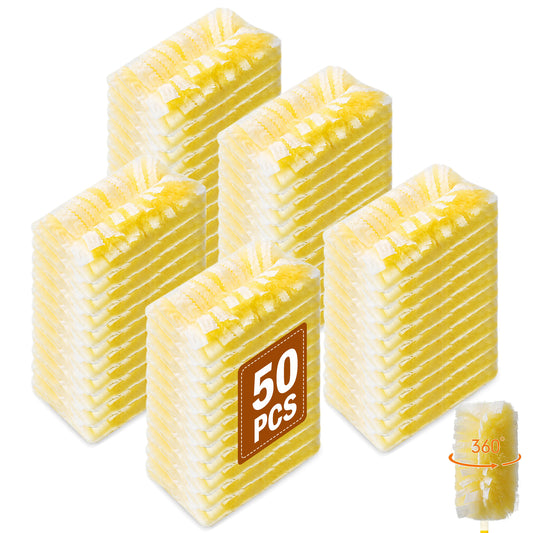 50 Pack 360-Degree Duster Refills, High-Density Duster Heads, Yellow
