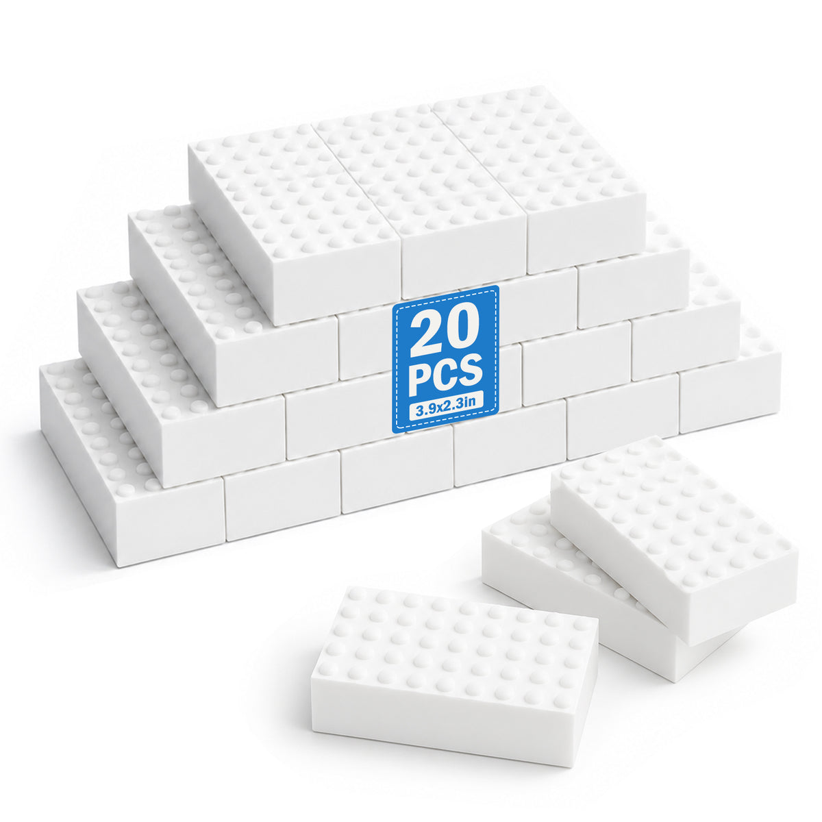 2X Density Extra Thick Magic Sponge Eraser, Melamine Sponge Pads for Kitchen, Bathroom, Walls, Dishes and Car, Cut-to-Size Non-Scratch Foam Sponges (20-Pack)