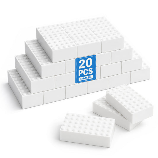 2X Density Extra Thick Magic Sponge Eraser, Melamine Sponge Pads for Kitchen, Bathroom, Walls, Dishes and Car, Cut-to-Size Non-Scratch Foam Sponges (20-Pack)