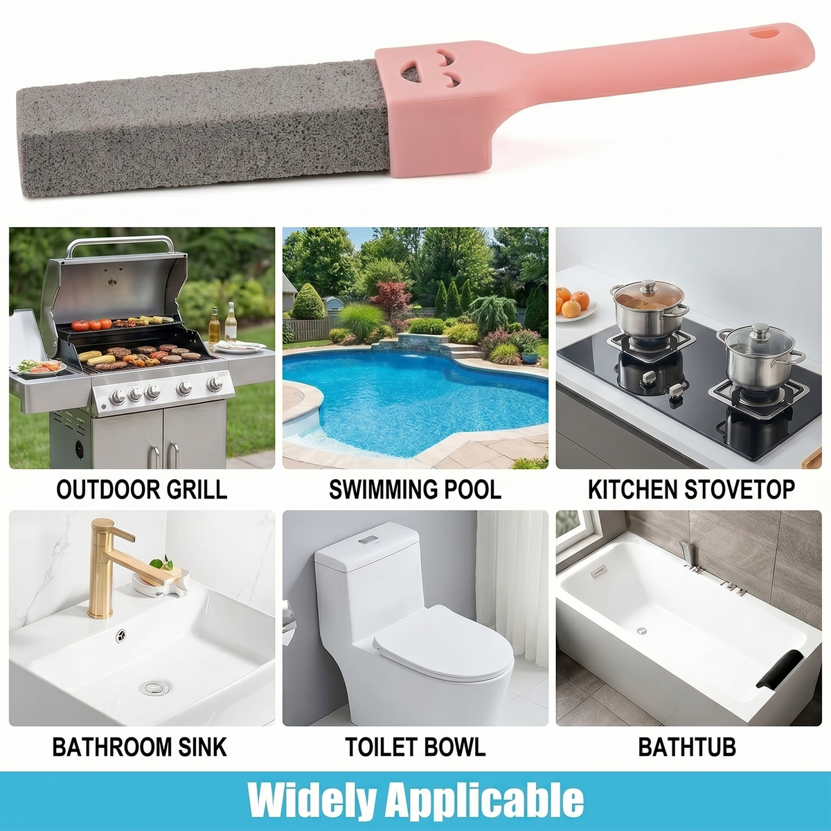 34 Pack Pumice Stone Toilet Bowl Cleaner with 3 Universal Handles, Grey Pumice Stones for Toilets, Bathrooms, Sinks, Grills & Stoves, Scouring Stick for Hard Water Rings & Rust