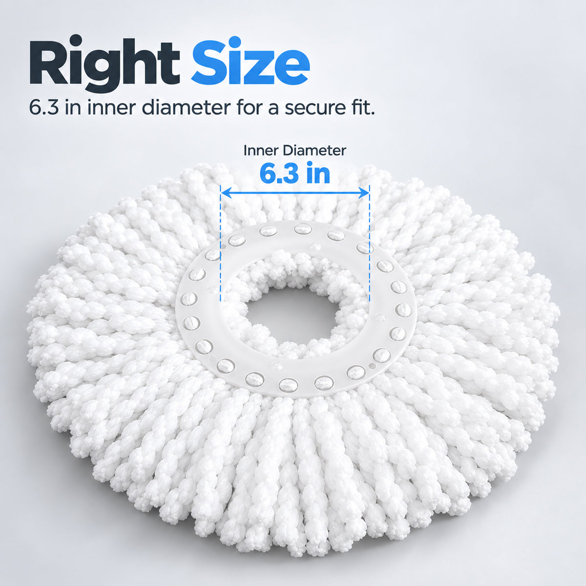 5 Pack Microfiber Mop Head Replacement, Spin Mop Head Refill for 360 Spin Mop, Round Standard Size Mop Replacement Heads, Microfiber Mop Refills for Floor Cleaning, White