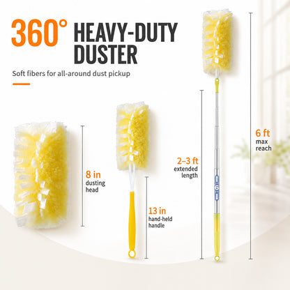 50 Pack 360-Degree Duster Refills, High-Density Duster Heads, Yellow