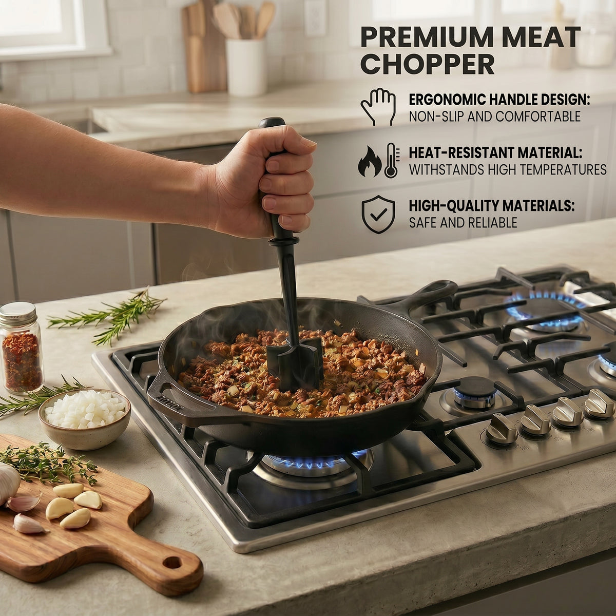 2PCS Ground Beef Chopper Tool, Meat Masher, Hamburger Smasher Tool, Meat Chopper, Send Goods from Local Warehouse