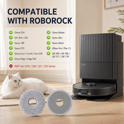 8 Pack Microfiber Mop Pads for Q Revo Series, QV 35A/35S, S5V and Saros 10R Robot Vacuums