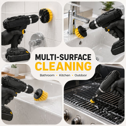 30-Piece Drill Brush Attachments for Cleaning, Yellow Nylon Drill Brush Set with Extension Rod, Gap Brushes, Scrub Pads and Multiple Brush Sizes for Bathroom, Grout, Tile, Tub and Floor