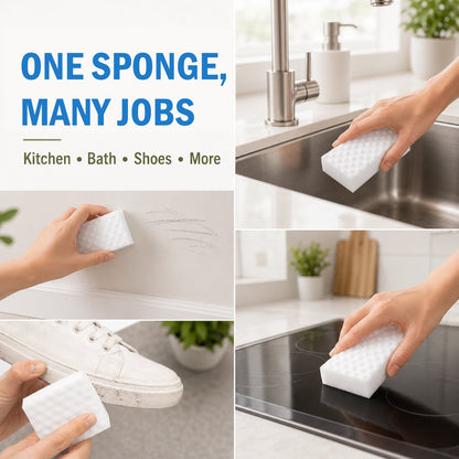 2X Density Extra Thick Magic Sponge Eraser, Melamine Sponge Pads for Kitchen, Bathroom, Walls, Dishes and Car, Cut-to-Size Non-Scratch Foam Sponges (40-Pack)