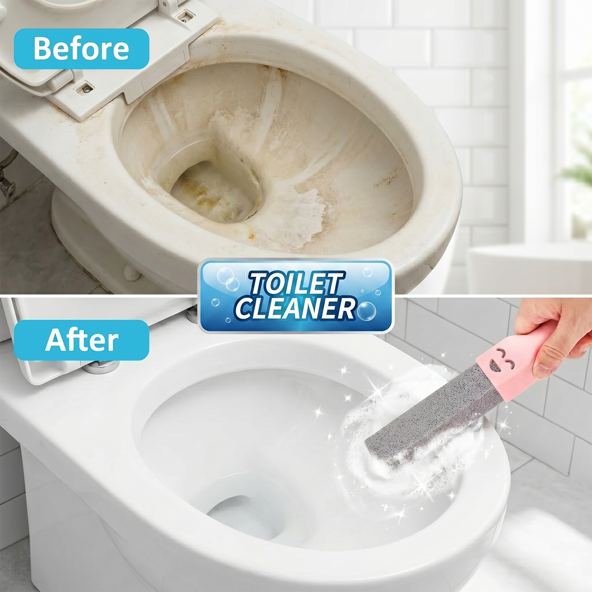 34 Pack Pumice Stone Toilet Bowl Cleaner with 3 Universal Handles, Grey Pumice Stones for Toilets, Bathrooms, Sinks, Grills & Stoves, Scouring Stick for Hard Water Rings & Rust