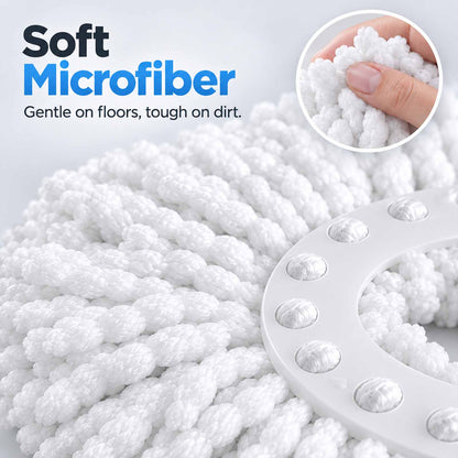 5 Pack Microfiber Mop Head Replacement, Spin Mop Head Refill for 360 Spin Mop, Round Standard Size Mop Replacement Heads, Microfiber Mop Refills for Floor Cleaning, White