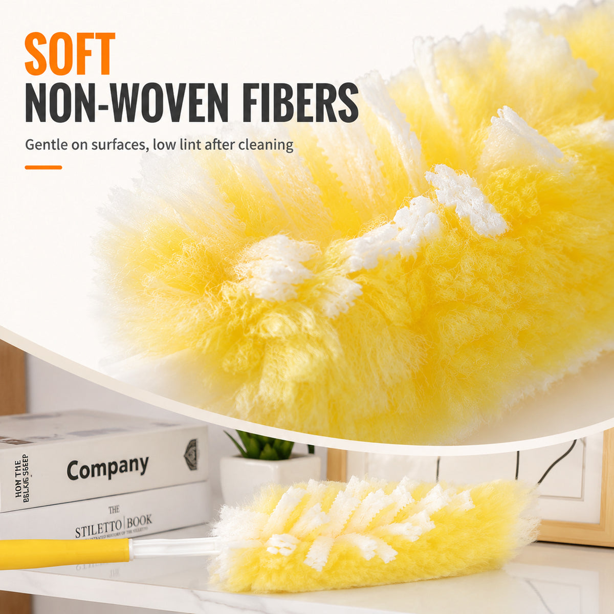 50 Pack 360-Degree Duster Refills, High-Density Duster Heads, Yellow
