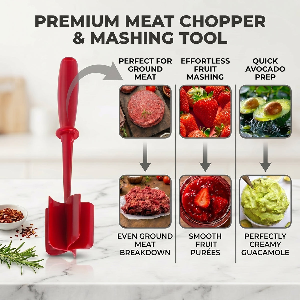 2PCS Ground Beef Chopper Tool, Meat Masher, Hamburger Smasher Tool, Meat Chopper, Send Goods from Local Warehouse