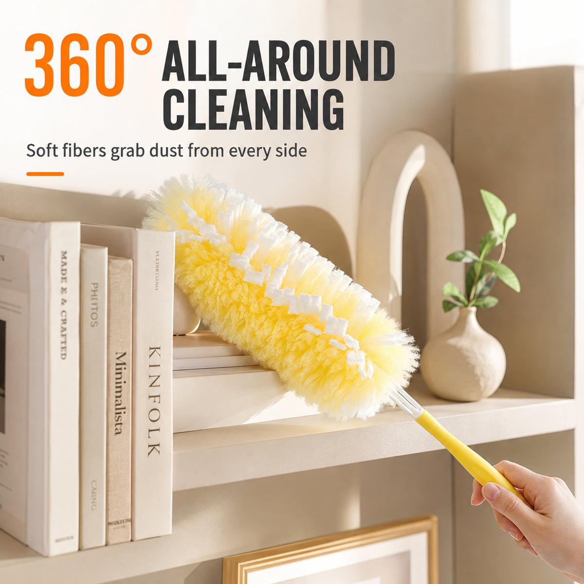 50 Pack 360-Degree Duster Refills, High-Density Duster Heads, Yellow