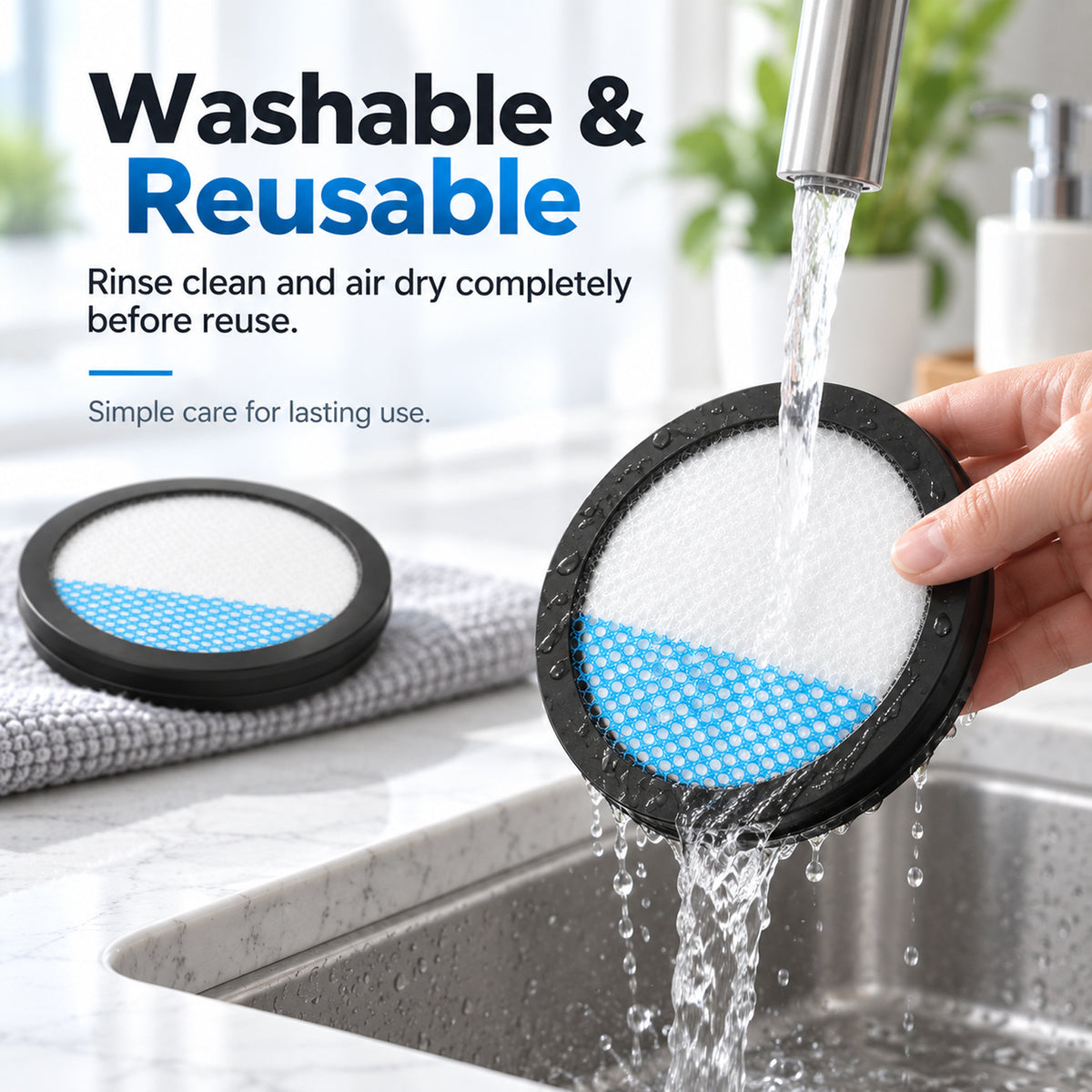 6 Pack Vacuum Filter Replacement Compatible with Ryobi PCL720 PBLSV716 and PBLSV717, 4.3 Inch Washable Reusable Pleated Filter