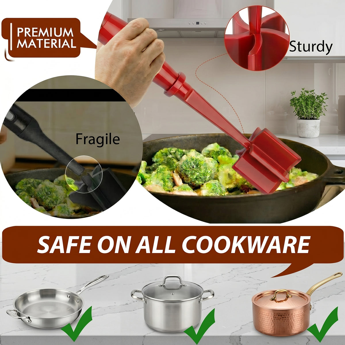 2PCS Ground Beef Chopper Tool, Meat Masher, Hamburger Smasher Tool, Meat Chopper, Send Goods from Local Warehouse