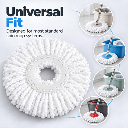 5 Pack Microfiber Mop Head Replacement, Spin Mop Head Refill for 360 Spin Mop, Round Standard Size Mop Replacement Heads, Microfiber Mop Refills for Floor Cleaning, White
