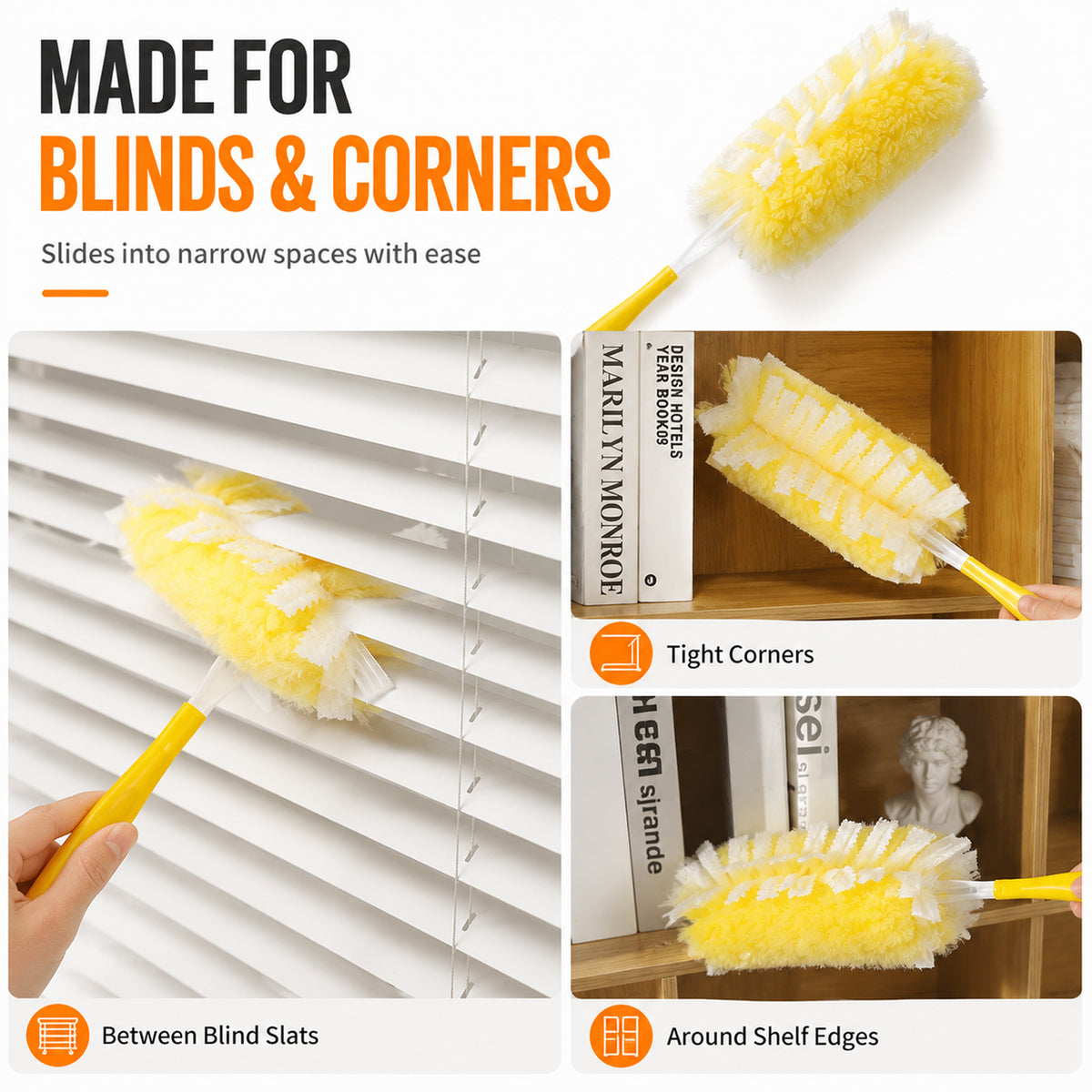 50 Pack 360-Degree Duster Refills, High-Density Duster Heads, Yellow