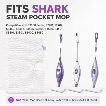 4 Pack Steam Mop Replacement Pads, Washable Microfiber Mop Pads for S3501 S3601 S3550 S3901