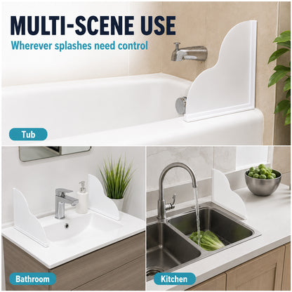 2 Pack Shower Splash Guard, Removable Tub Splash Guard with Silicone Base and Clear Acrylic Panel, Self-Adhesive Bathtub Splash Guard for Tub, Bath and Walk-In Shower