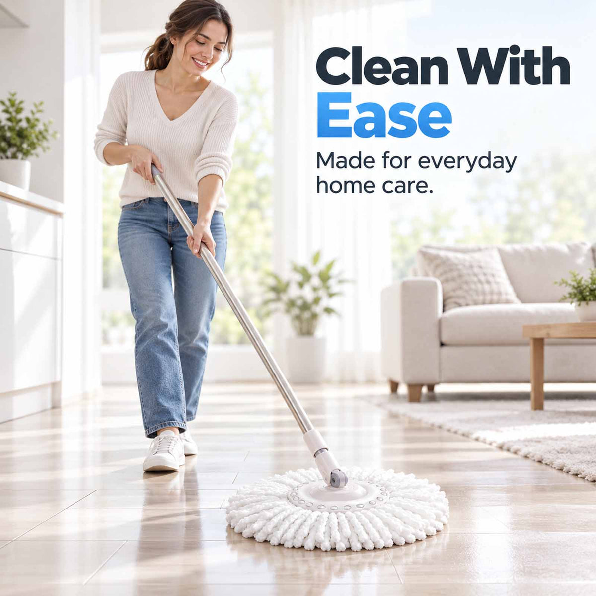 5 Pack Microfiber Mop Head Replacement, Spin Mop Head Refill for 360 Spin Mop, Round Standard Size Mop Replacement Heads, Microfiber Mop Refills for Floor Cleaning, White