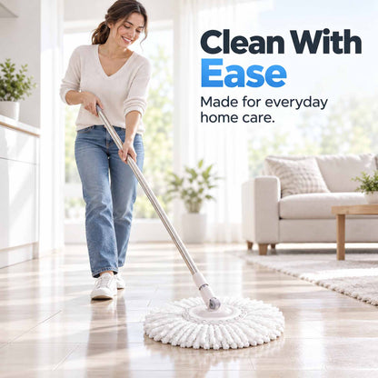 5 Pack Microfiber Mop Head Replacement, Spin Mop Head Refill for 360 Spin Mop, Round Standard Size Mop Replacement Heads, Microfiber Mop Refills for Floor Cleaning, White