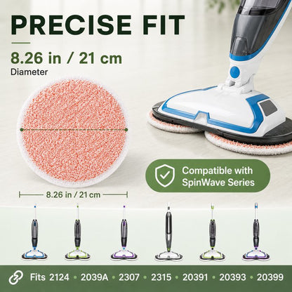 8 Pack Spinwave Replacement Pads for 2124, 2039A, 2307, 23157 & 23159, Washable Mop Pads with Soft, Scrubby & Heavy Scrub Pads