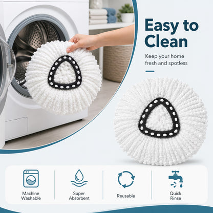 12 Pack Mop Heads Replacements, Microfiber Spin Mop Replacement Head Refills, Machine Washable Mop Replace Head for Hardwood, Tile & Laminate